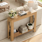 YATINEY Farmhouse Console Table, 39.4'' Small Narrow Entryway Table, Wood Couch - Image 2