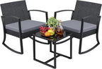 Greesum 3 Pieces Outdoor Furniture Set Patio Bistro Rocking Chairs by BuynowfromGreesum