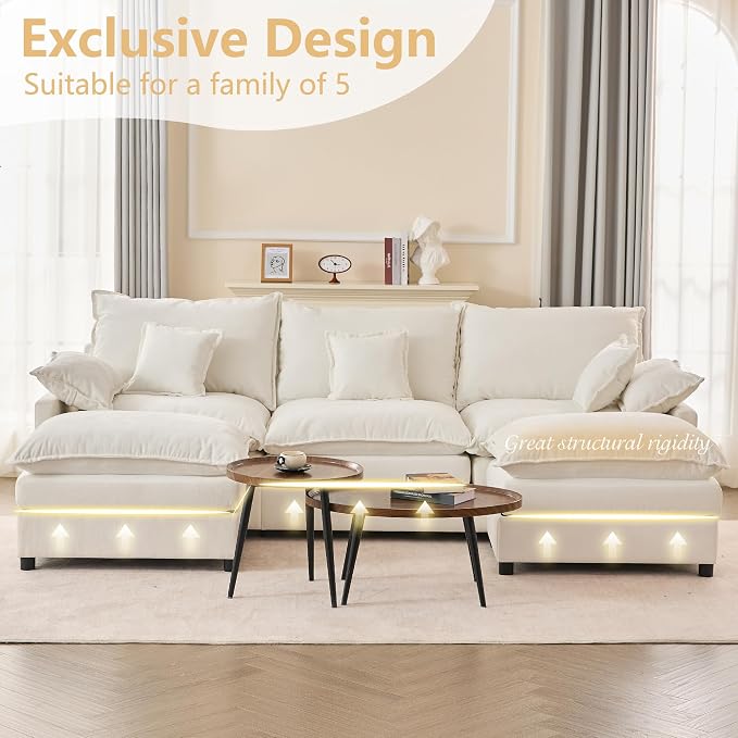 GOSUHI 108" U Shaped Couch, Modular Sectional Sofa, 3-Seater Comfy Cloud Couch - Image 3