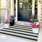 Blue and White Striped Entry Rug - Image 3