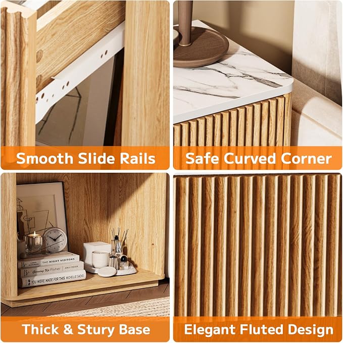 Modern Fluted Nightstand Set of 2 - Image 7