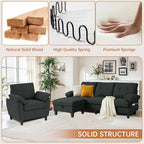 2 Piece Sectional Sofa Set, 3 Seat L Shaped Couches - Image 3