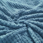 Exclusivo Mezcla Soft Waffle Fleece Bed Blanket Queen Size, Slate Blue | - Image 8
