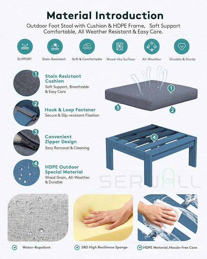 SERWALL Outdoor Ottoman with Cushions - Image 3