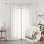 2 Panels Ivory Sheer Curtains 72 Inches Length Window Treatment by OVZME