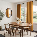 100% Blackout Linen Textured Curtains 96 Inch Long, Mustard Yellow | 100% - Image 5