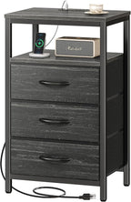 Huuger Nightstand with Charging Station, 27.6 Inch End Table Bedside Table with - Image 9