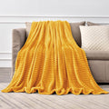 BEDELITE Ribbed Mustard Yellow Fleece Throw Blanket by BEDELITE