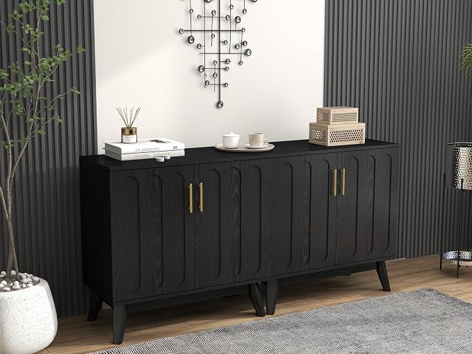 LKTART Black Sideboard Buffet, Small Storage Cabinet - Image 6