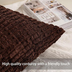 Pack of 2 Corduroy Decorative Throw Pillow Covers 26x26 Inch, Dark Brown | Fall - Image 2
