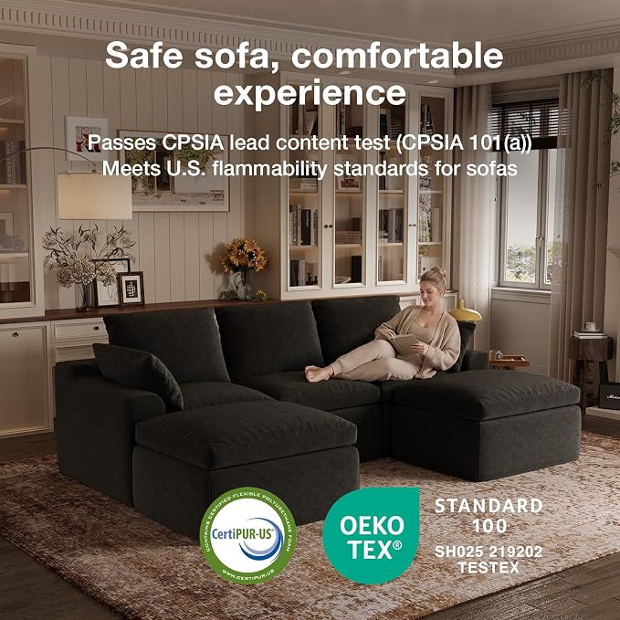 Novilla 104.3" Modular Cloud Couch, Modern Sectional Sofa - Image 24