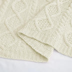 Homiest Cable Knit Throw Blanket & Pillow Set, Cream White Set of 3, Knitted - Image 8
