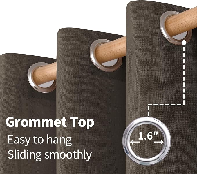 YoungsTex Brown Linen Curtains 63 Inches Long - Image 5