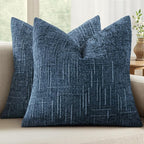 MIULEE Chenille Textured Throw Pillow Covers Blue Ashes 20x20 Set of 2 | Slubby by MIULEE