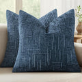 MIULEE Chenille Textured Throw Pillow Covers Blue Ashes 18x18 Set of 2 | Slubby by MIULEE