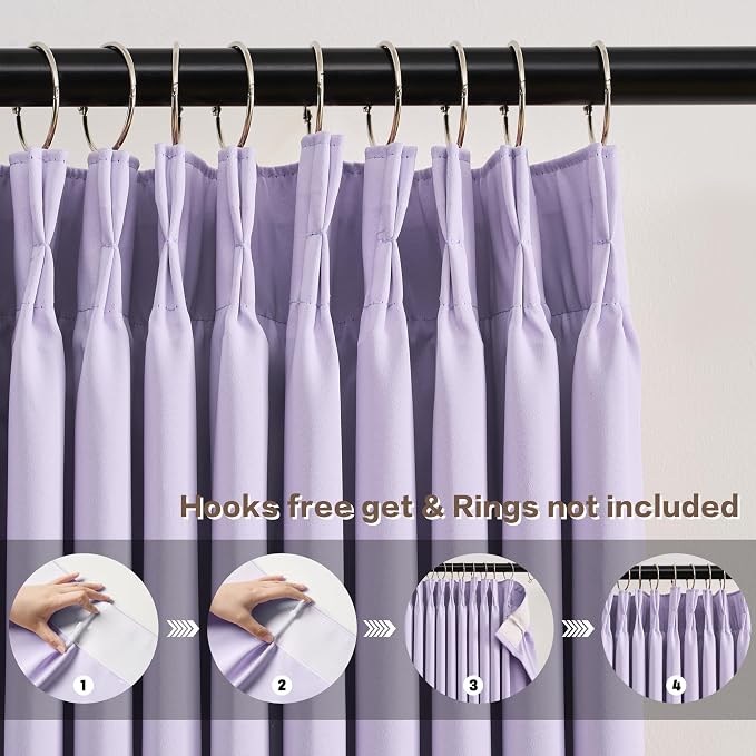Custom Pleated Curtains Lilac Color, Heat Blocking Window Treatment - Image 2