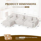 122" L Shaped Convertible Modular Couch, Cloud Couch Sectional - Image 2
