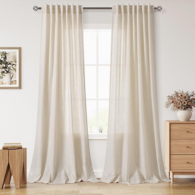 Cream Beige Curtains 90 Inches Long by Nanspring