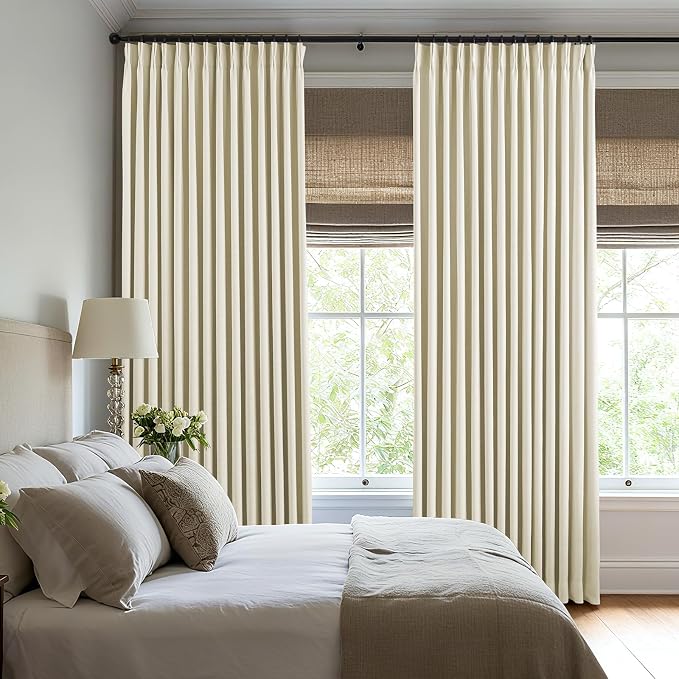 Pinch Pleated Linen Curtains 100% Blackout 95 Inches Long - Image 7