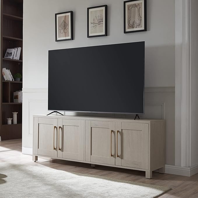 Henn&Hart Rectangular TV Stand for TV's up to 80" in Alder White, TV Stands for - Image 2