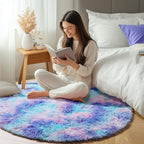 Rainbow Round Area Rugs 5ft, Soft Bedroom Circle Rug Mats - Image 6