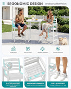 SERWALL 5 Pieces Adirondack Bar Chairs Set, HDPE Adirondack Barstools Chairs - Image 5