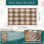 Brown Beige Checkered Entry Rug - Image 2