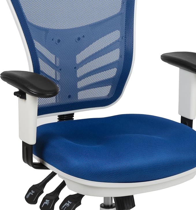 Flash Furniture Nicholas Mid-Back Blue Mesh Multifunction Executive Swivel - Image 7