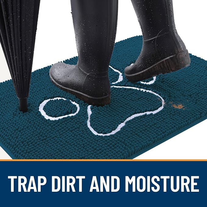 OLANLY Dog Door Mat for Muddy Paws 40x32, Paw Print Design Chenille Mud Mat | - Image 2