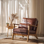 VINGLI Solid Wood Wide Armrests Accent Chair, Upholstered Mid Century Modern by VINGLI
