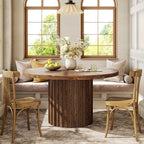 47" Solid Wood Dining Table for 4-6, Farmhouse Round Kitchen Table - Image 8