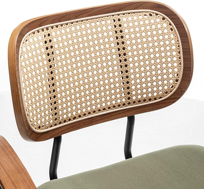 Rattan Dining Room Chairs Set of 2, Mid Century Modern Kitchen Side Chairs - Image 6