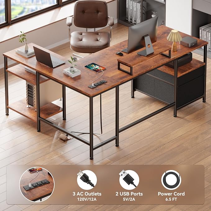 Furologee L Shaped Computer Desk - Image 5