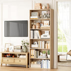 FOTOSOK 6-Tier Open Bookcase and Bookshelf Set of 2, Freestanding Display - Image 4