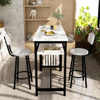 AWQM 3-Piece Bar Table and Chairs Set, Modern White Faux Marble Table - Image 7