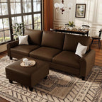 EASE MOOSE Large Seat Faux Leather L Shaped Sofa, Waterproof and - Image 4