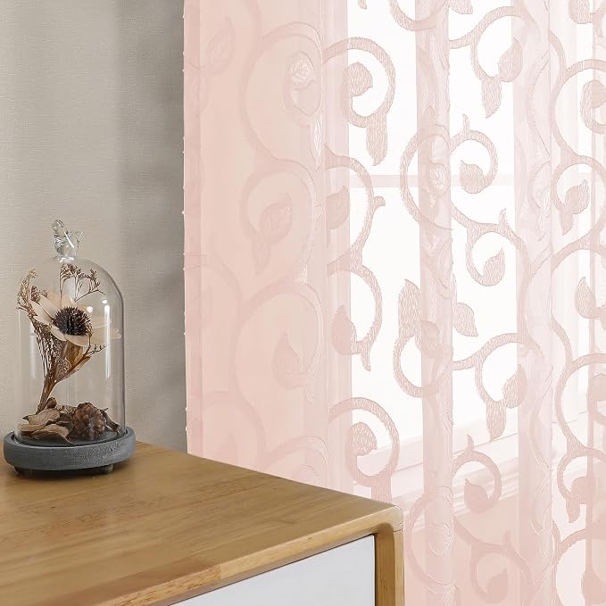 Furman Cafe Curtains 30 Inch Length 2 Panels Set, Elegant Geometric Jacquard - Image 2