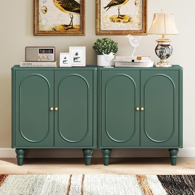 ORRD Fluted Storage Cabinet, Modern Credenza Wooden Accent Sideboard Buffet - Image 9