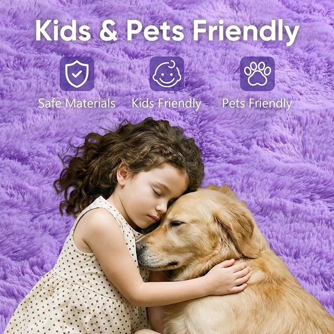 5x7 Purple Fluffy Soft Area Rug Non-Slip - Image 7