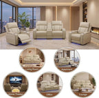 Power Recliner Sofa Set with LED Lights, Includes 2 Manual Recliner 1 Seat and - Image 6