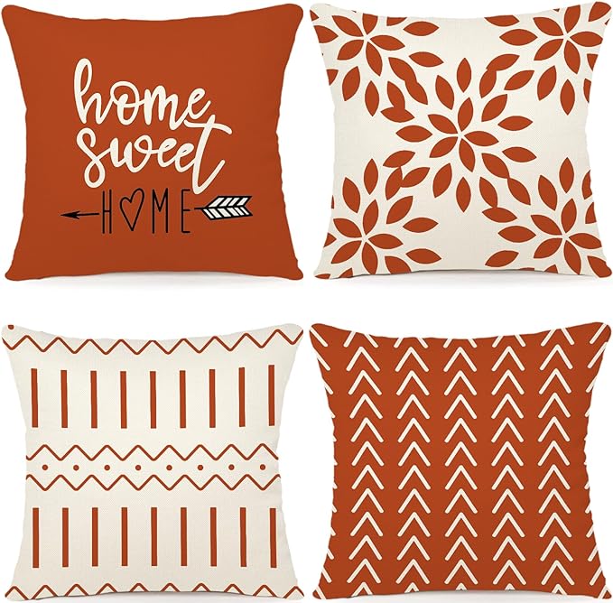 YCOLL Fall Pillow Covers 18x18 Set of 4, Modern Sofa Throw Pillow Cover by PillowCoversExpert