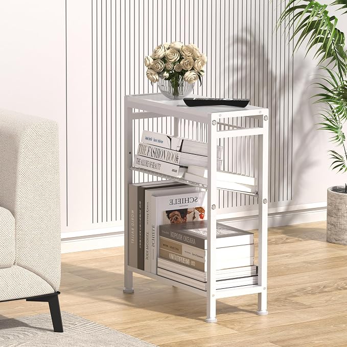 End Table Set of 2 for Small Space, 3-Tier Narrow Side Table - Image 9