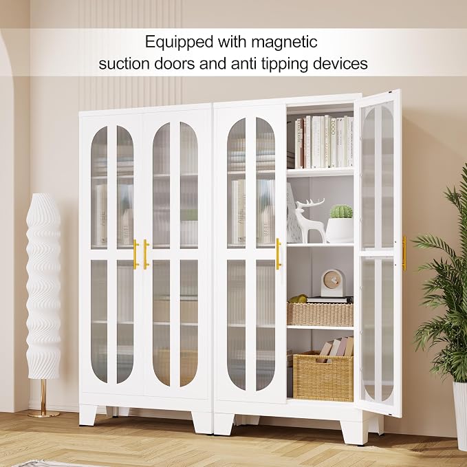 PAOFIN 61.02" Metal Display Storage Cabinet, Tall Kitchen Pantry Cabinets - Image 5