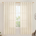 Beige Linen Curtains 72 Inches Long 2 Panels by LAMIT