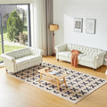ORRD 2 Pieces Living Room Set, Chesterfield Faux Leather Sofa Loveseat Couch by ORRD