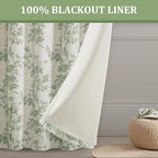 Sage Green Boho Floral 100% Blackout Curtains 96 Inch 2 Panels | Farmhouse - Image 3