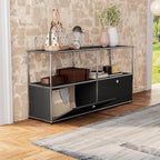 Modern Storage Cabinet Black F Versatile Free-Standing Organizer - Image 6
