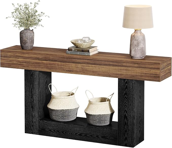 Tribesigns 63-Inch Long Console Table, 2-Tier Entryway Table Sofa Table - Image 8