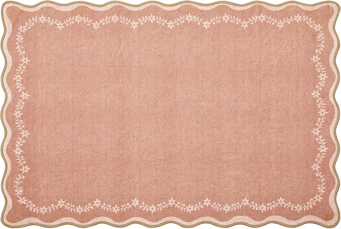 GarveeHome Scalloped Entryway Rug 2x3 Floral Washable Front Door Entry Rug | by GarveeHome