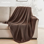 CozeCube Dark Brown Seed Stitch Throw Blanket 60"x80", Farmhouse Decor | Blanket - Image 3
